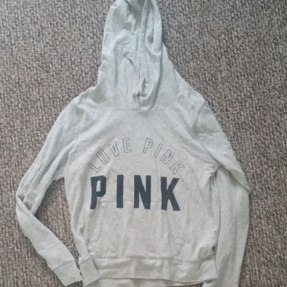 PINK Victoria's Secret Gray Hooded Sweatshirt Relaxed Fit